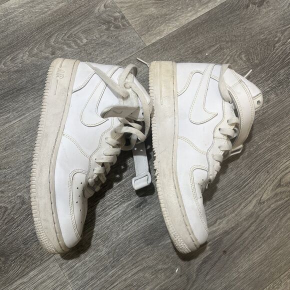 NIKE AIR FORCE 1 RETRO HIGH TOPS BOYS YOUTH WHITE LEATHER 314195-113  SIZE 6.5 - Picture 4 of 8